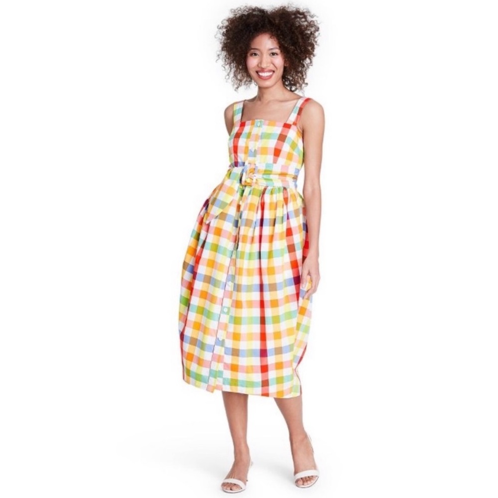 Christopher John Rogers Plaid Tie Waist Dress - Picture 3 of 3